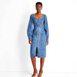 Future Collective Denim Corseted Dress